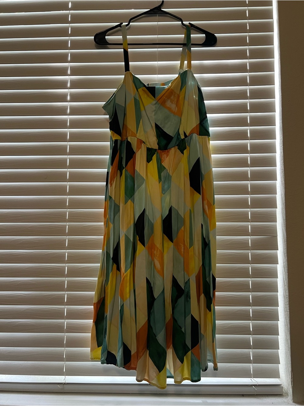 Torrid Spaghetti-Strap Midi Dress in Yellow & Green Geometric Print